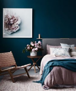 Bleu paon : chambre à coucher 